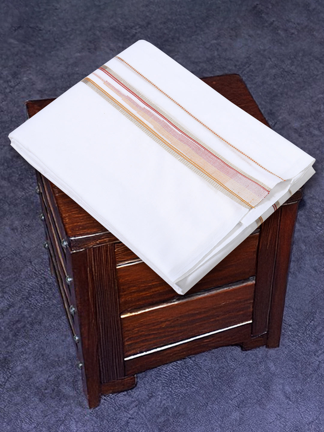 Men 100% Cotton Double Layer White Dhoti with Fancy Jari Border Luxury Club LCFJ09