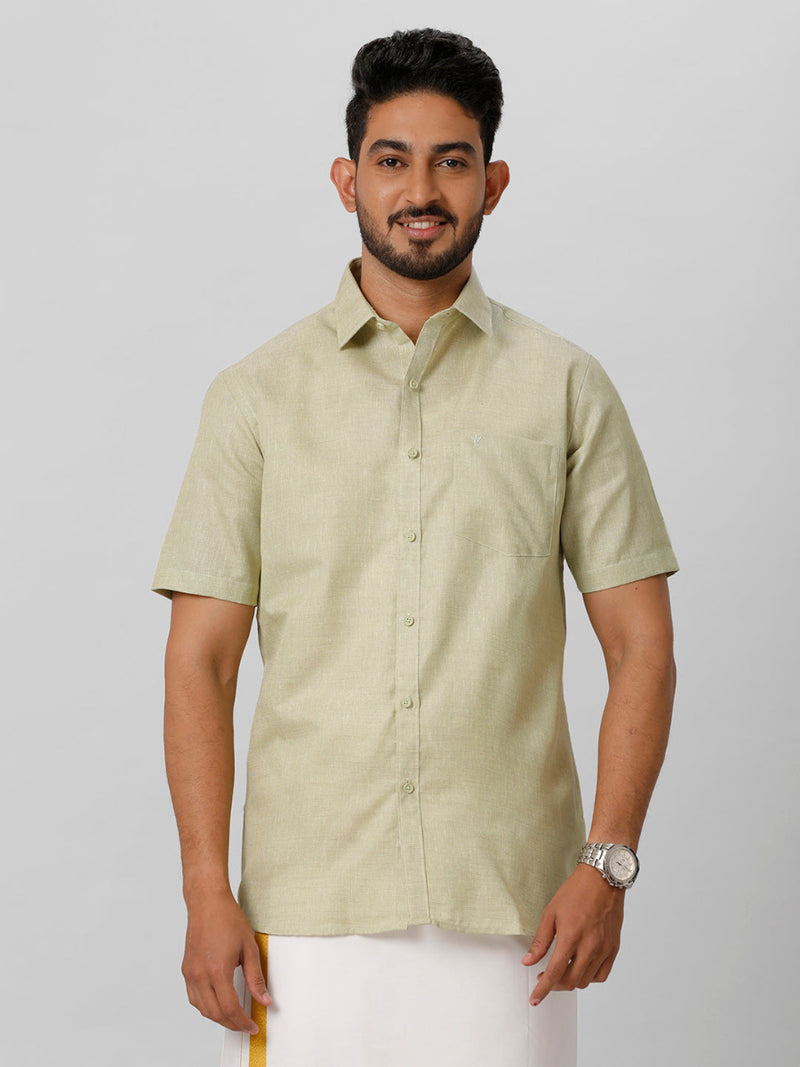 Mens Cotton Formal Shirt Half Sleeves Olive Green T3 CV16