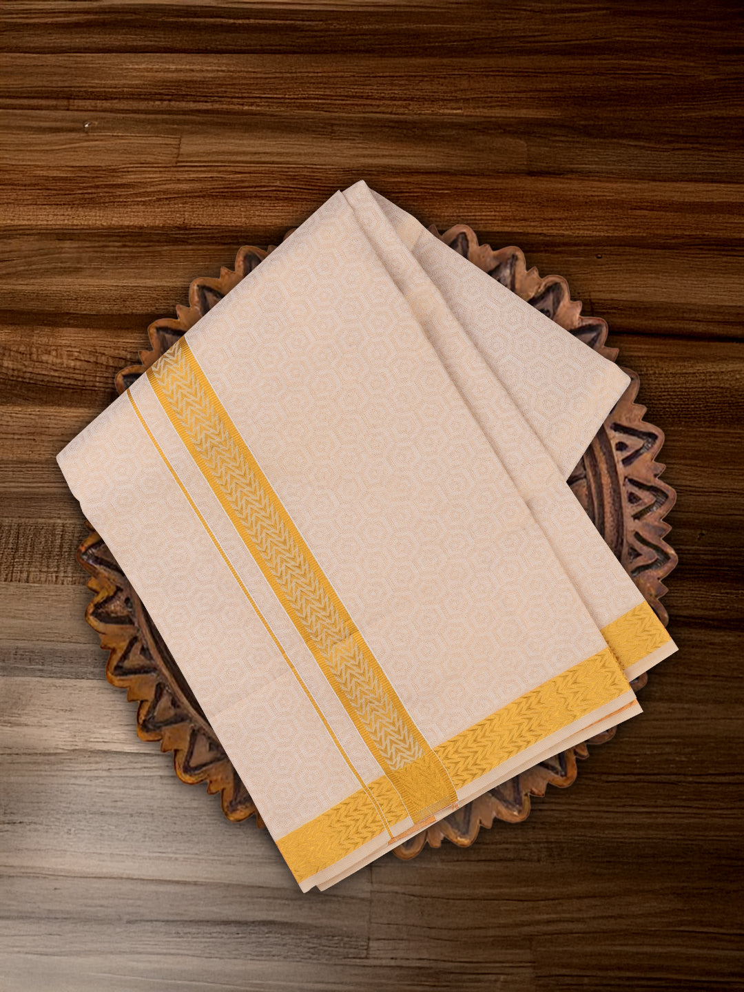 Men Gold Tissue Jacquard Shirting & Dhoti Set Celebrity Elegant CEG02