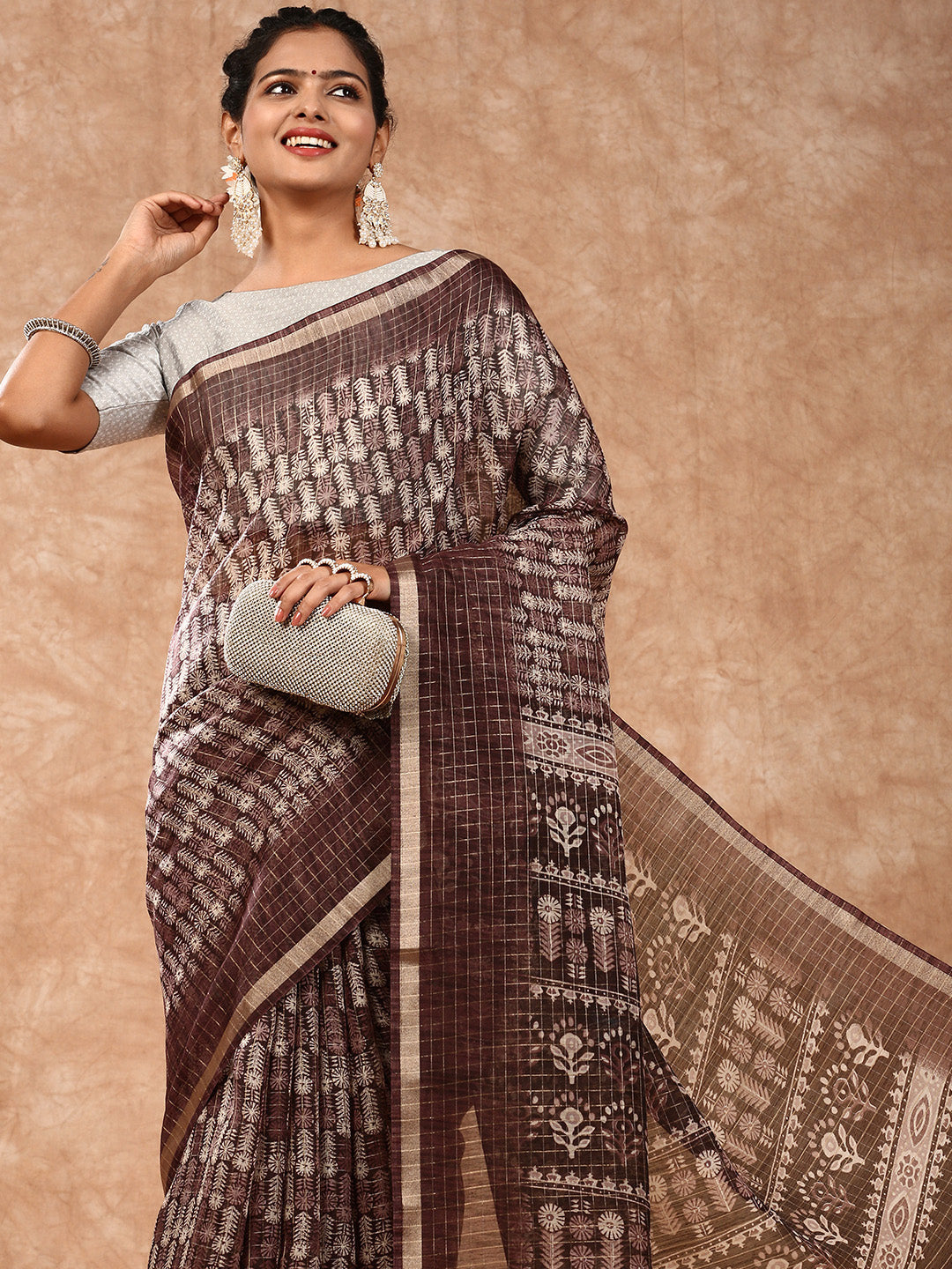 Women Semi Chanderi Saree Violet SC17