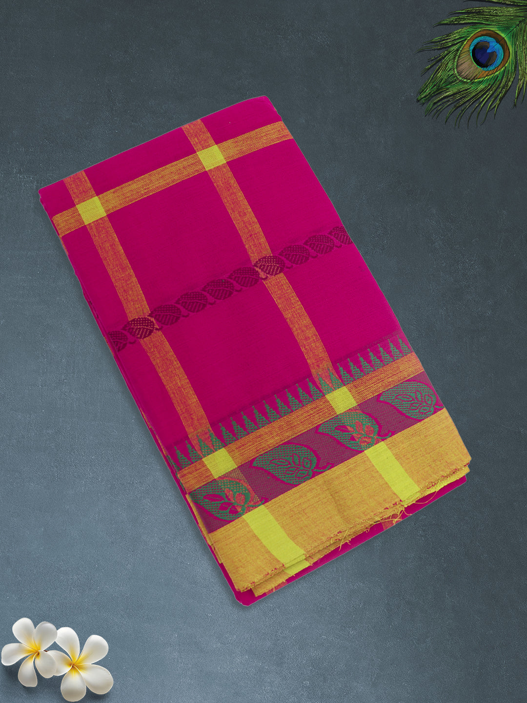 Women Dark Pink Pure Chettinad Cotton Saree PCS223