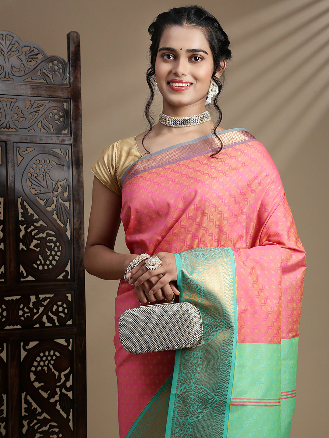 Women Light Orange Art Silk Saree ASS123