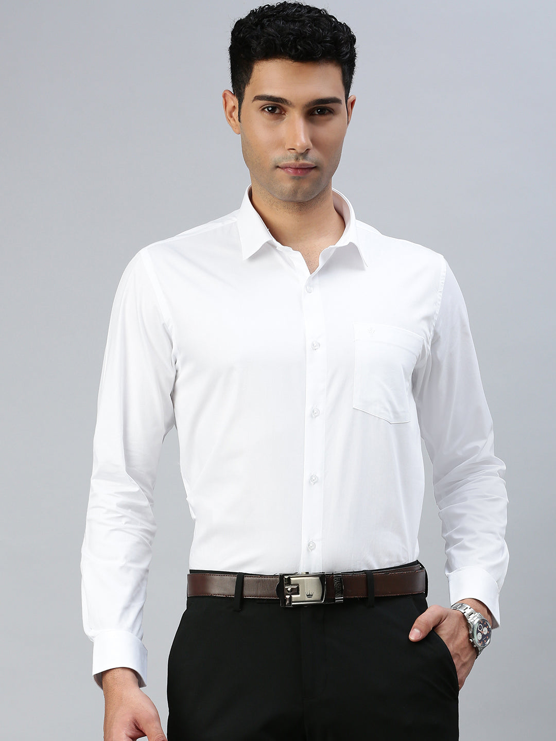 Men 100% Cotton White Shirt Cool Cotton