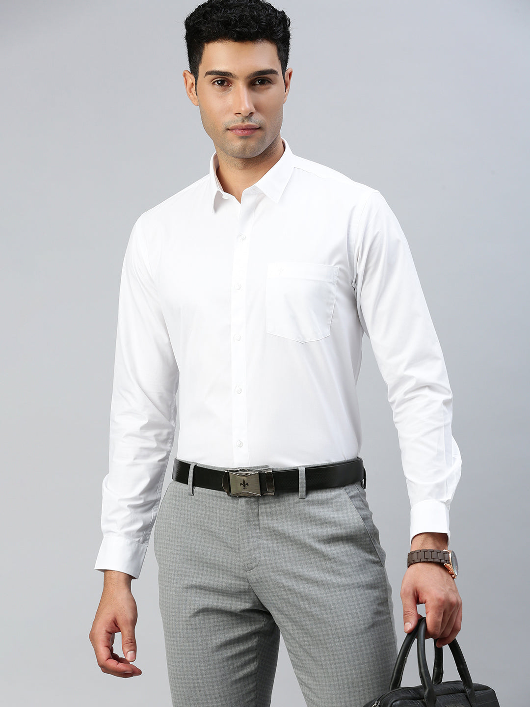 Mens Uniform Wrinkle Free White Shirt Full Sleeves