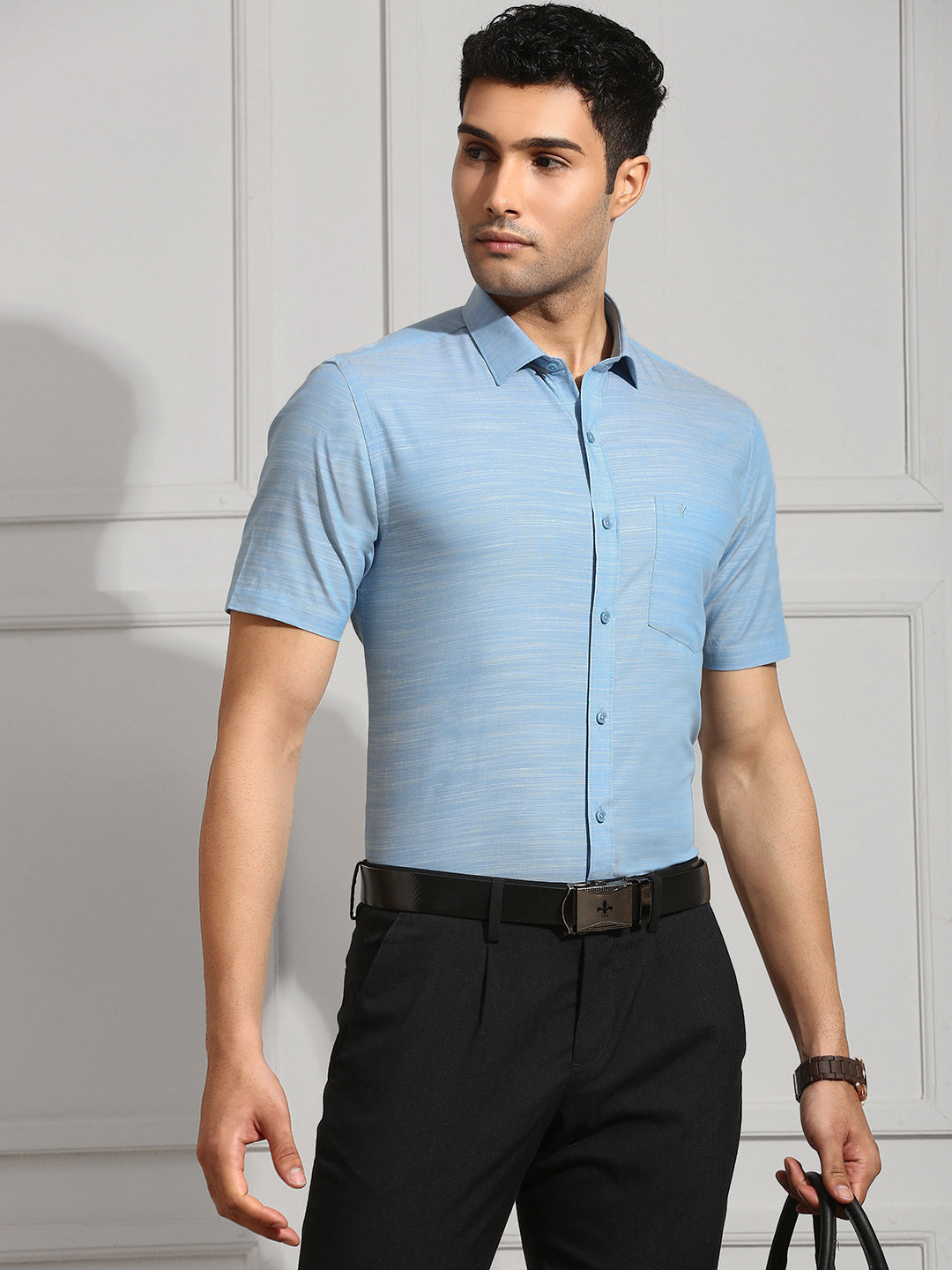 Men 100% Cotton Blue Shirt CL7 GE4