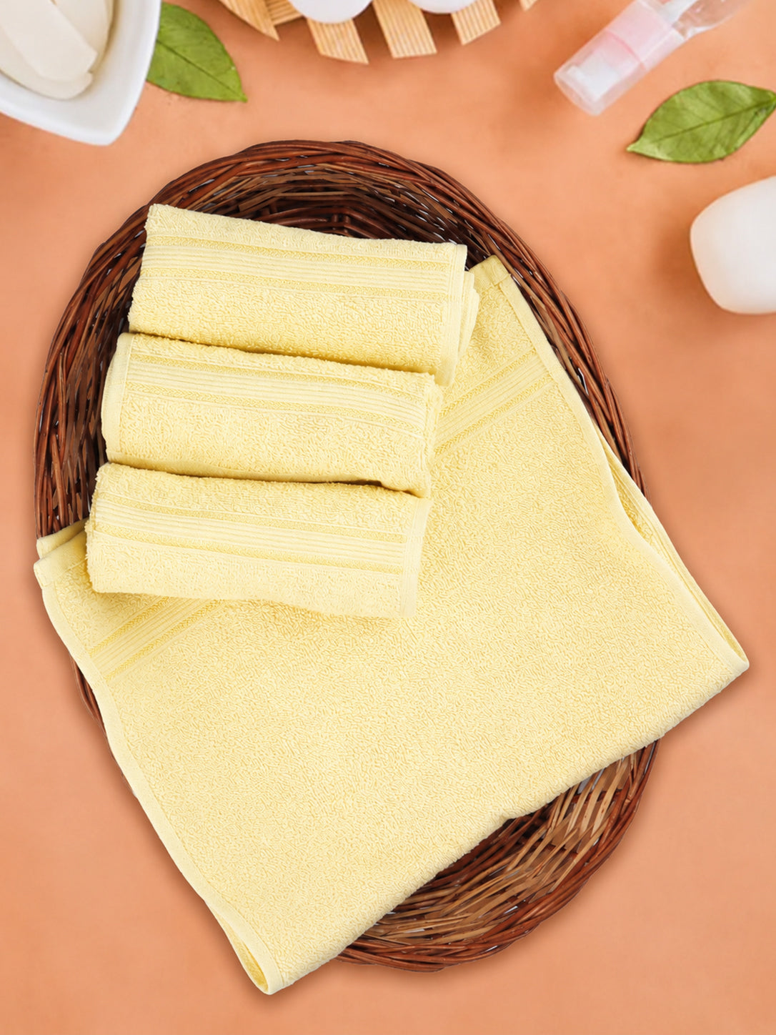 Soft Cotton Deluxe Hand Terry Towel Light Yellow HC4 (Pack of 4)