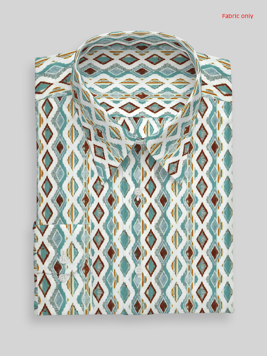 Men Cotton Rich Printed Shirt Fabric Blue with White Oslo Print