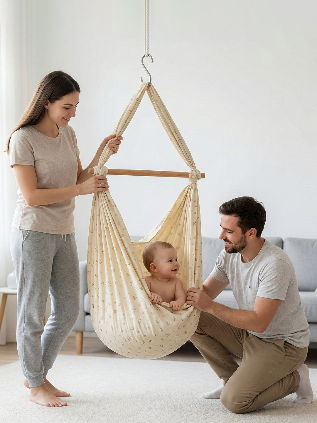 Premium Soft Cotton Baby Hammock Stitched in Assorted Colours & Prints (Thottil/Jhula)