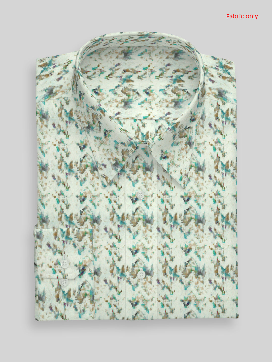 Men Cotton Rich Printed Shirt Fabric Cream Oslo Print