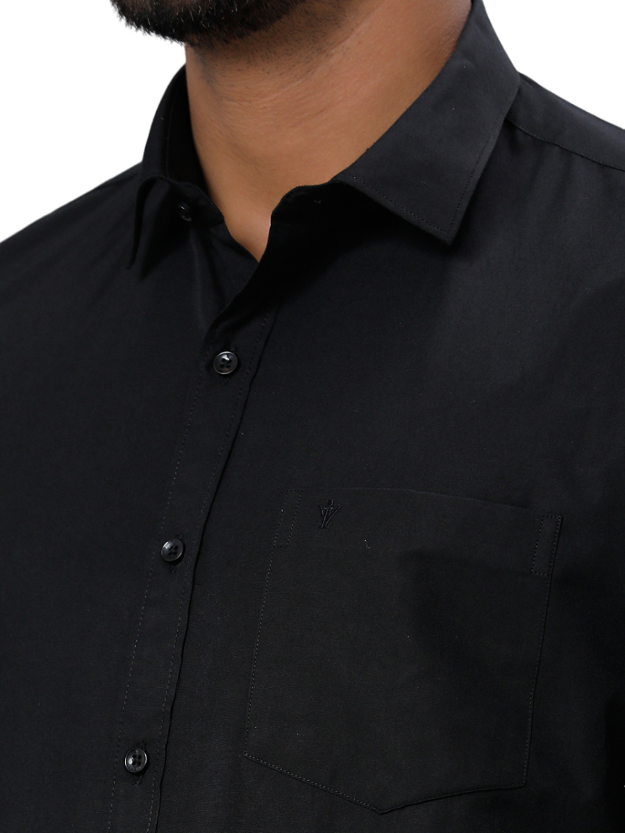 Mens Cotton Blend Formal Full Sleeves Black Shirt-Zoom view