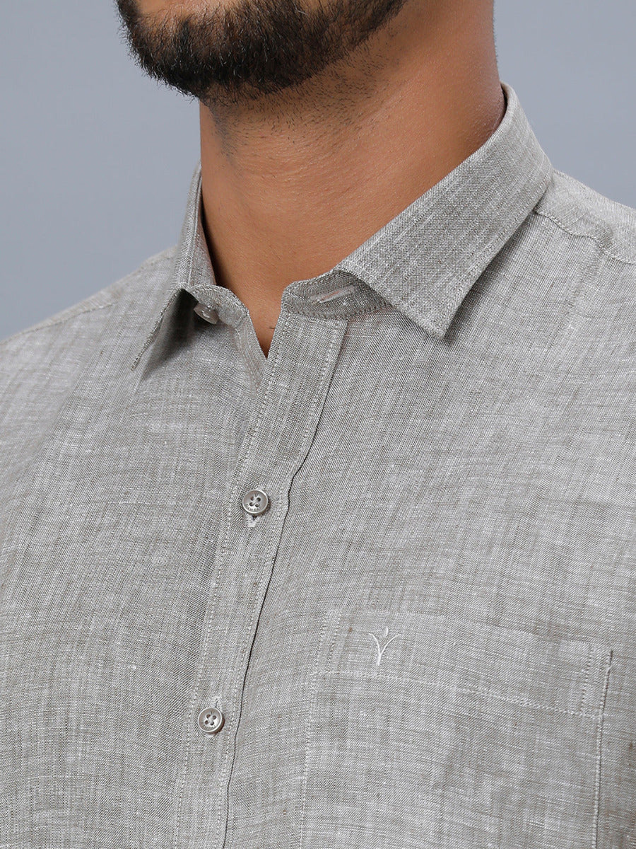 Mens Pure Linen Shirt Grey -L27