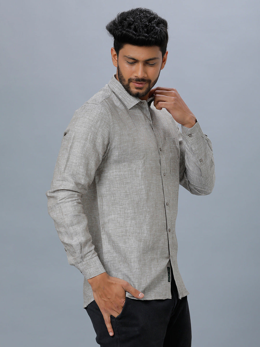 Mens Pure Linen Shirt Grey -L27