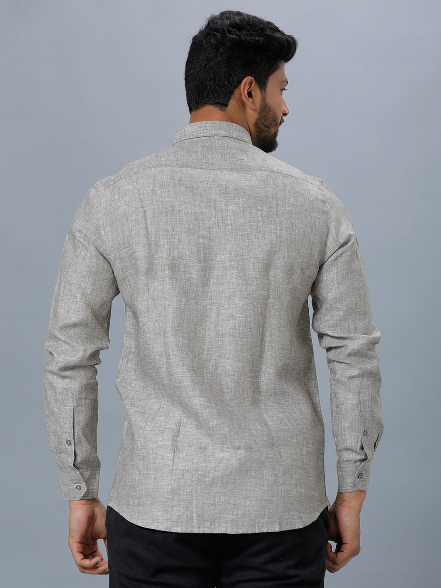 Mens Pure Linen Shirt Grey -L27