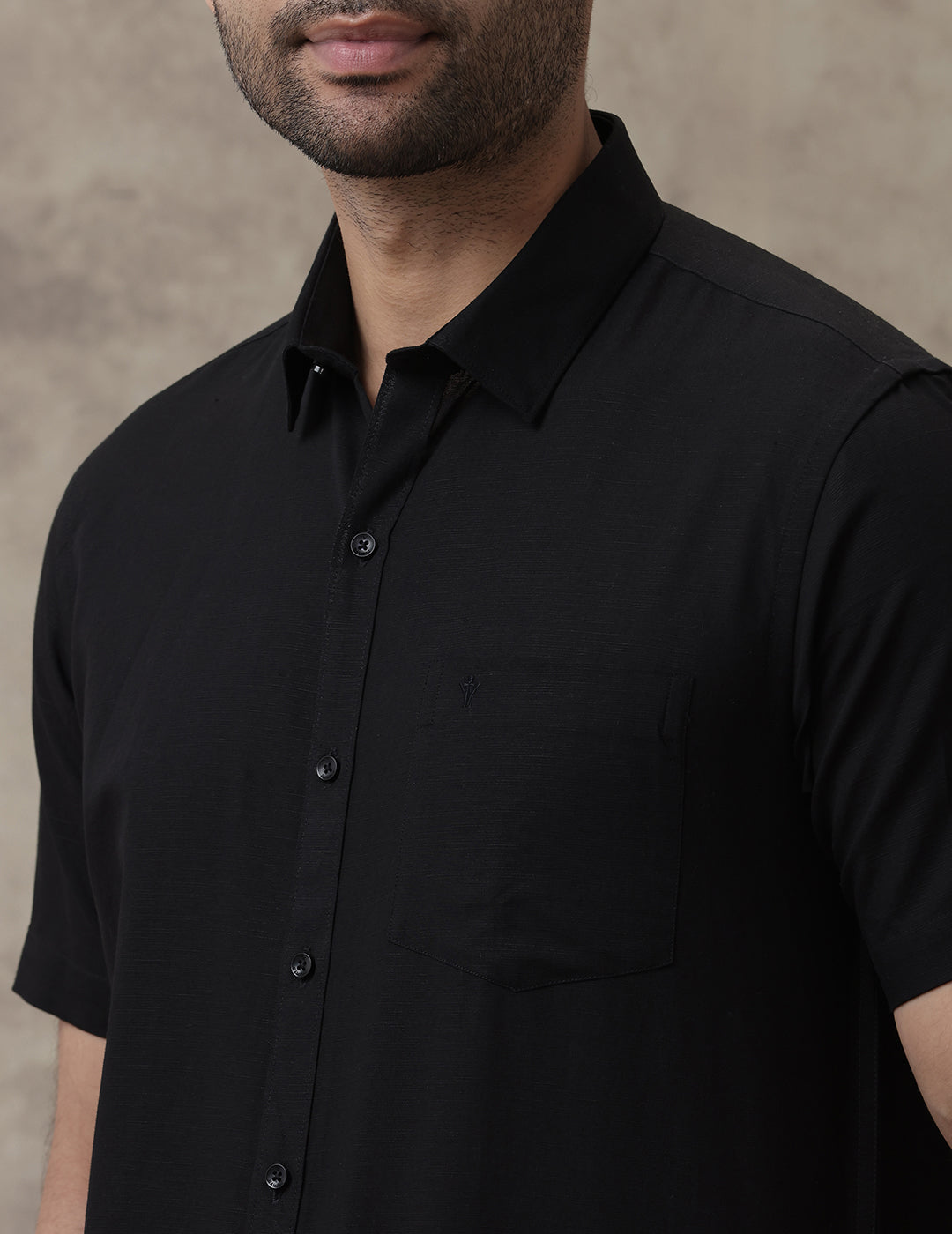 Men Linen Cotton Black Shirt LF18