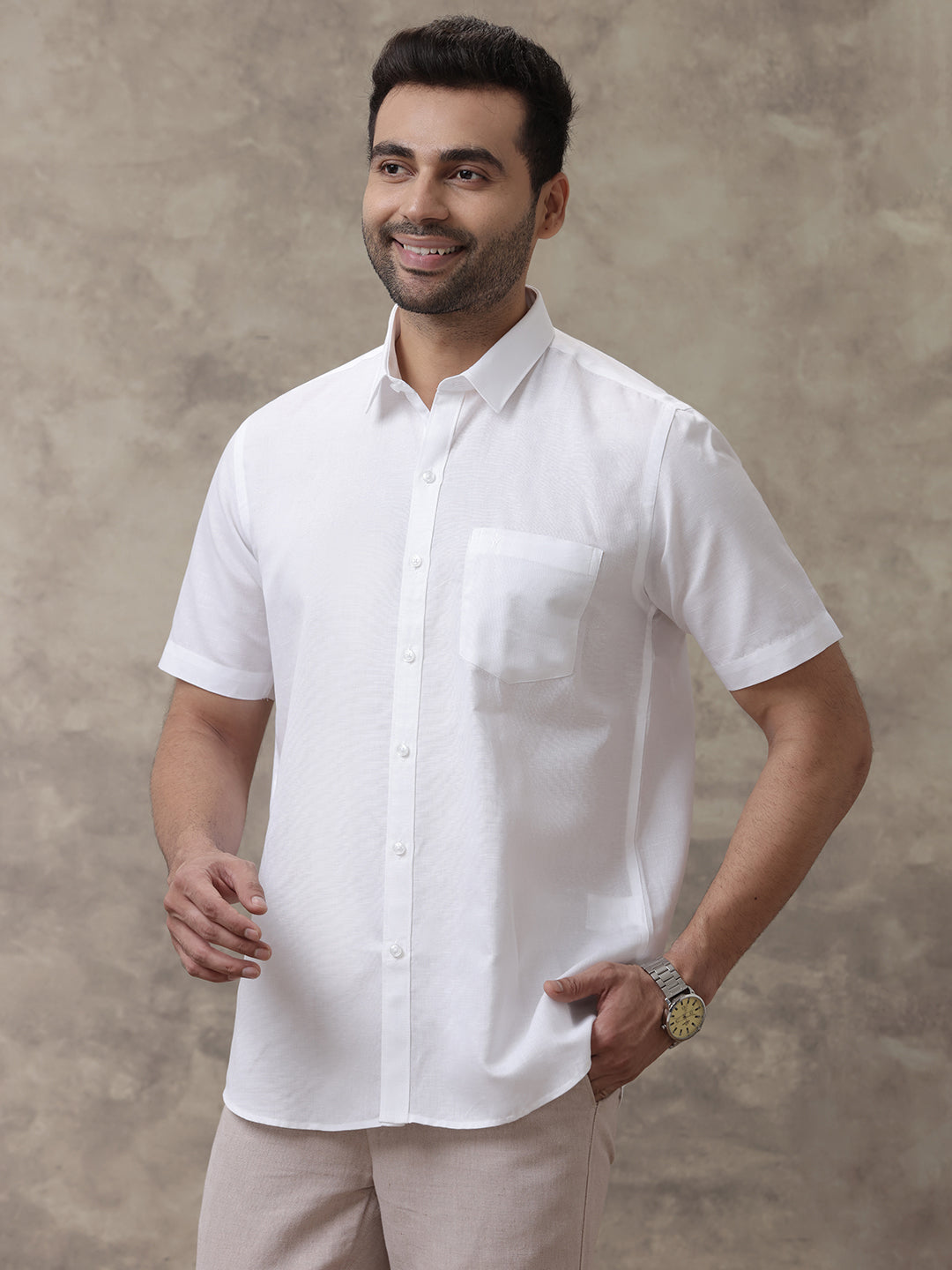 Mens Cotton Linen White Shirts
