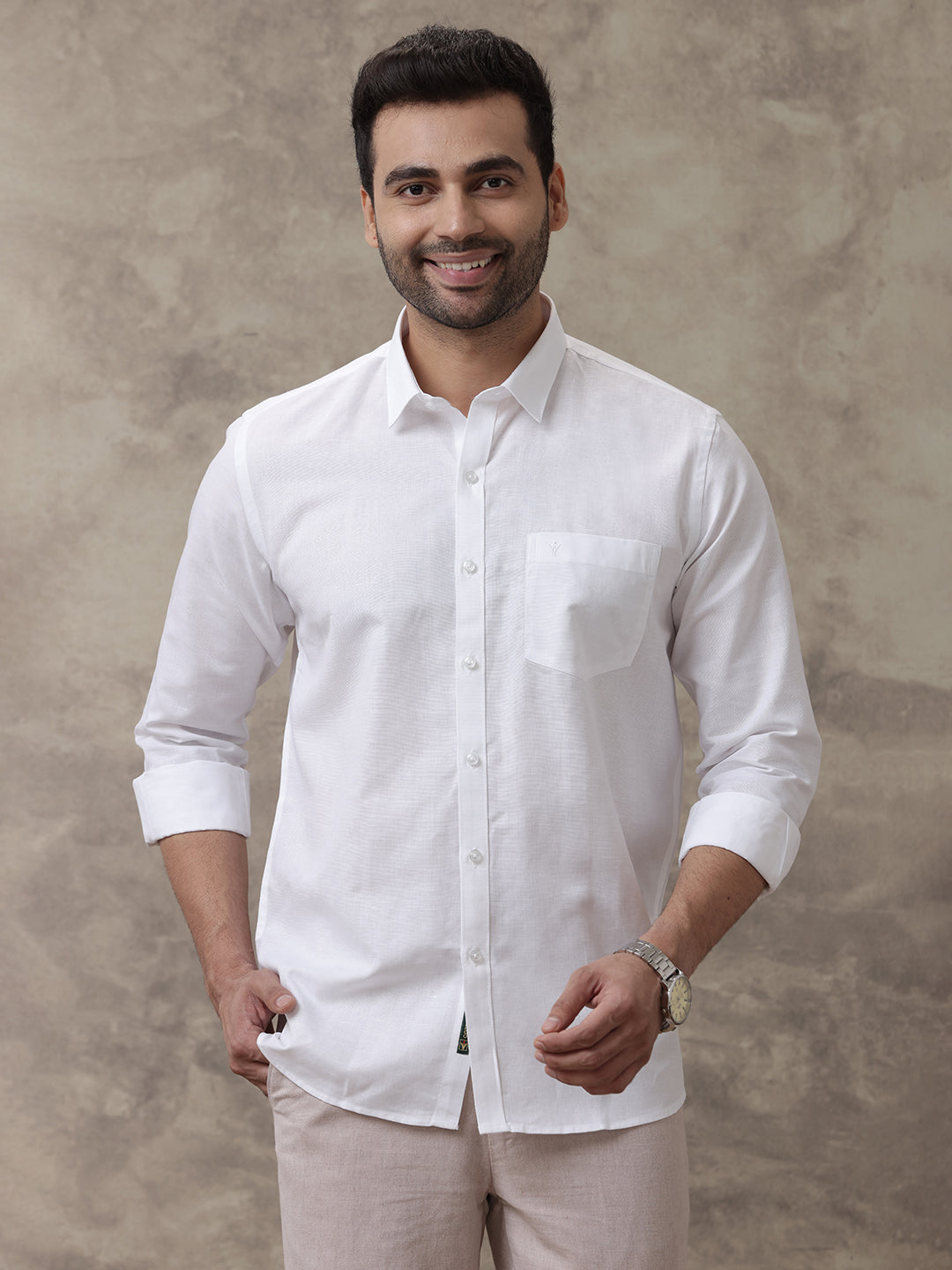 Men Cotton Linen White Shirts