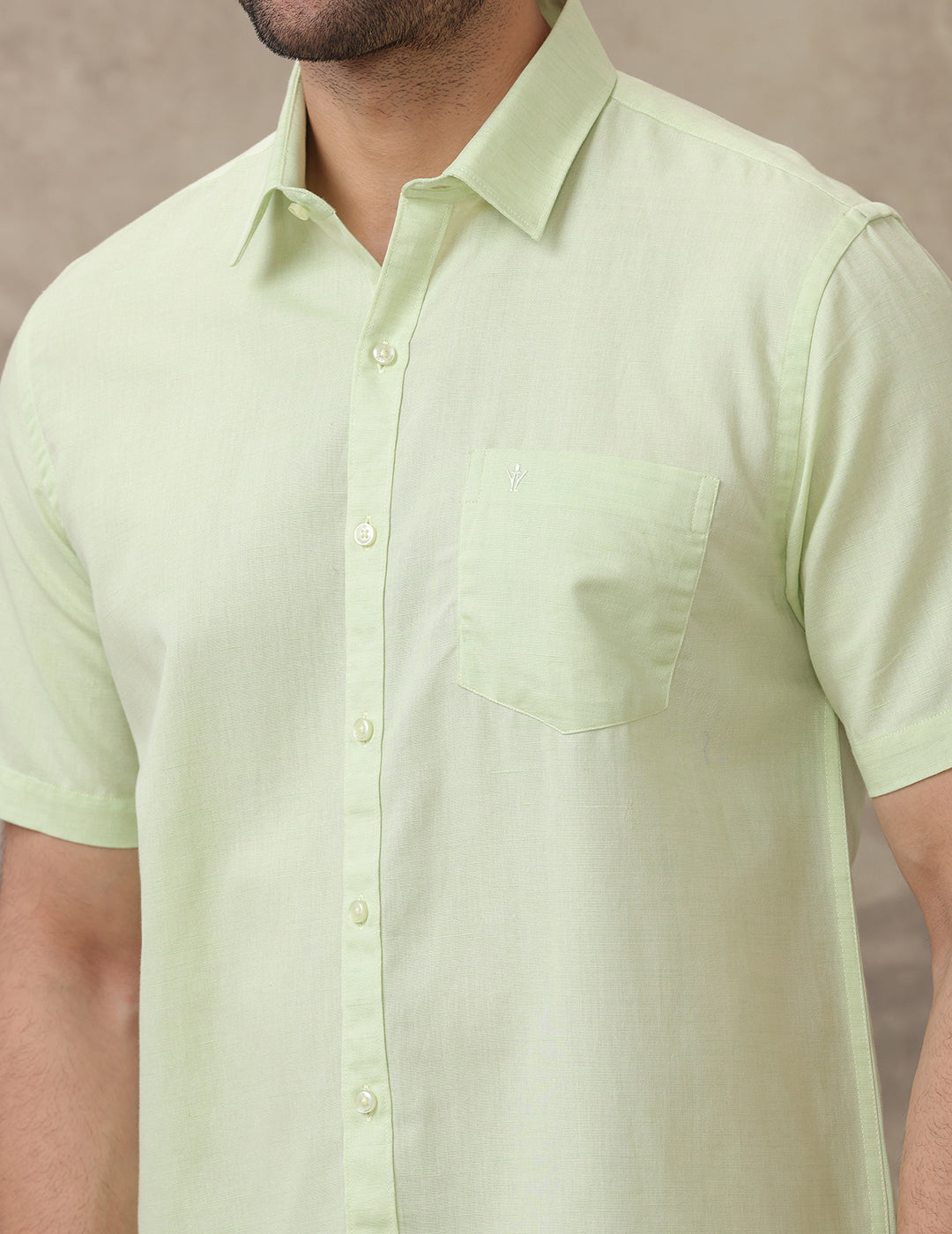 Mens Linen Cotton Green Shirt LF21