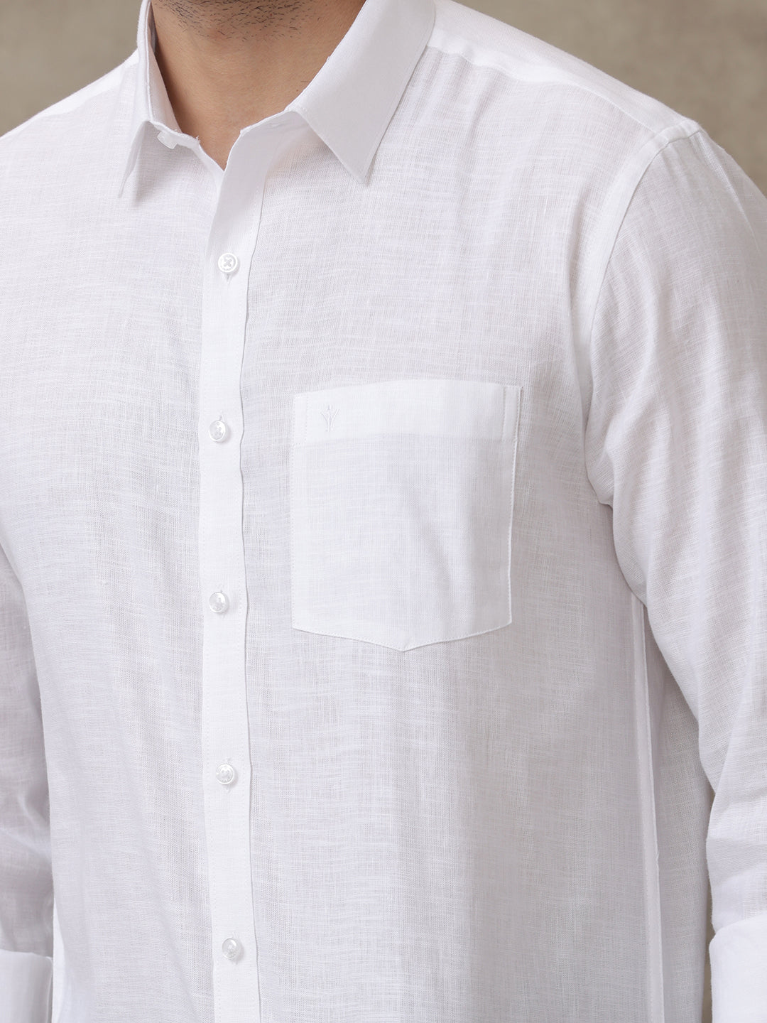 Men Rich Linen Cotton White Shirt