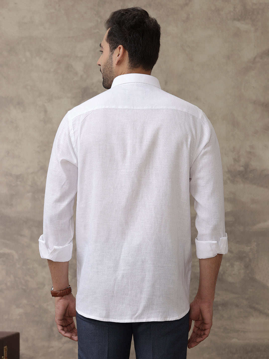 Men Linen Cotton White Shirt