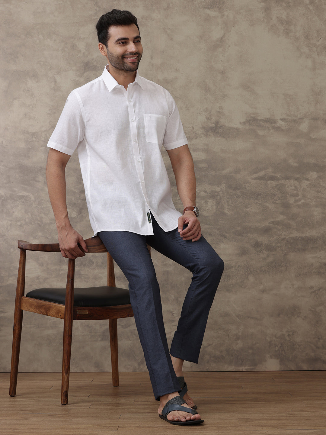 Men Linen Cotton White Shirt