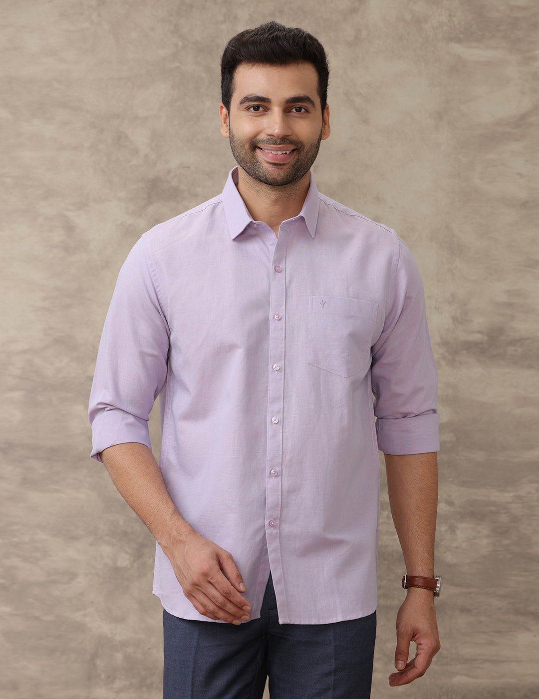 Men Linen Cotton Lavender Shirt LF23