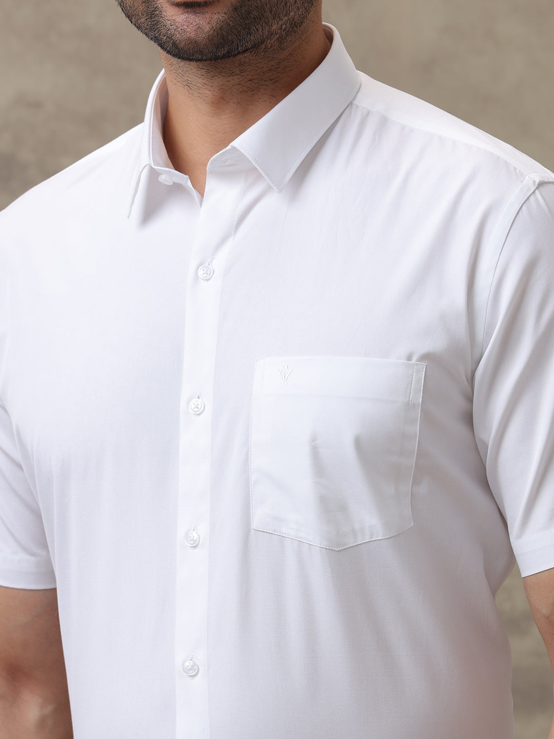 Men 100% Cotton White Shirt Spill Resistant Guard