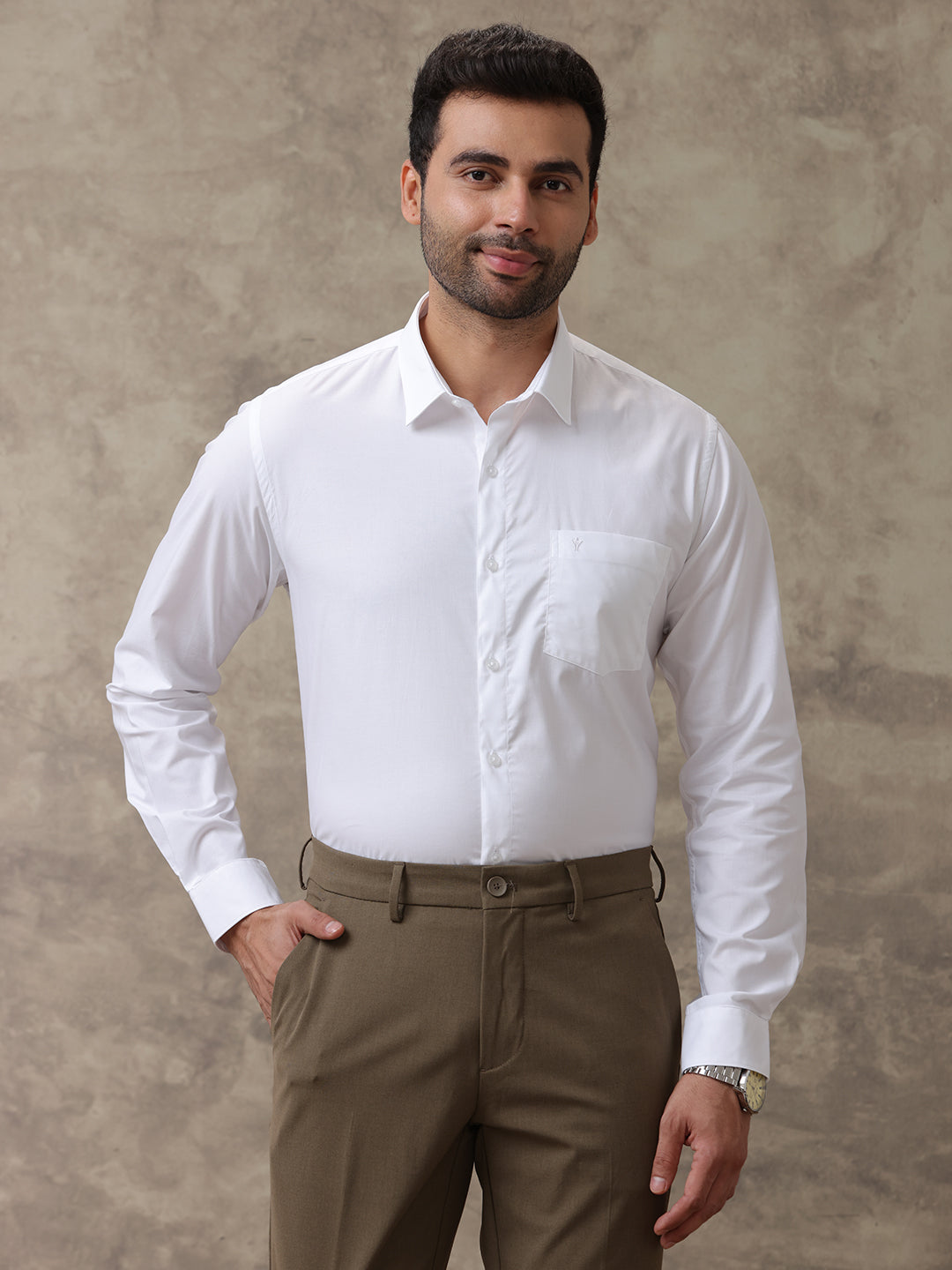 Men Giza Cotton White Shirt _5001