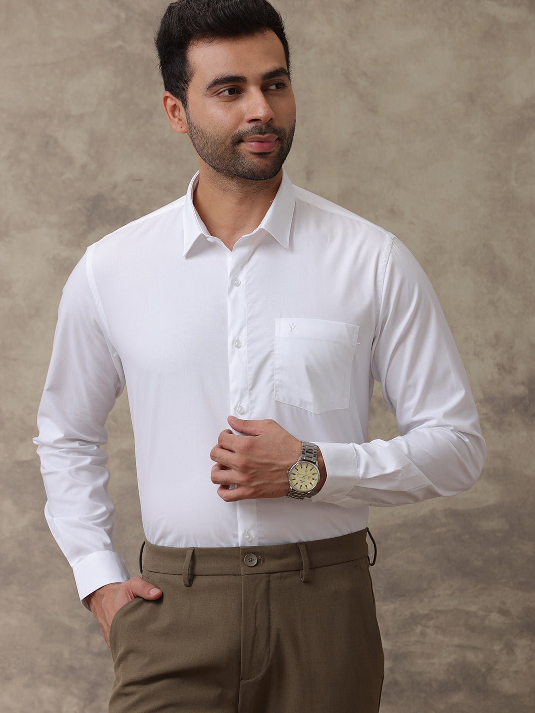 Mens Wrinkle Free White Shirt Soft Touch