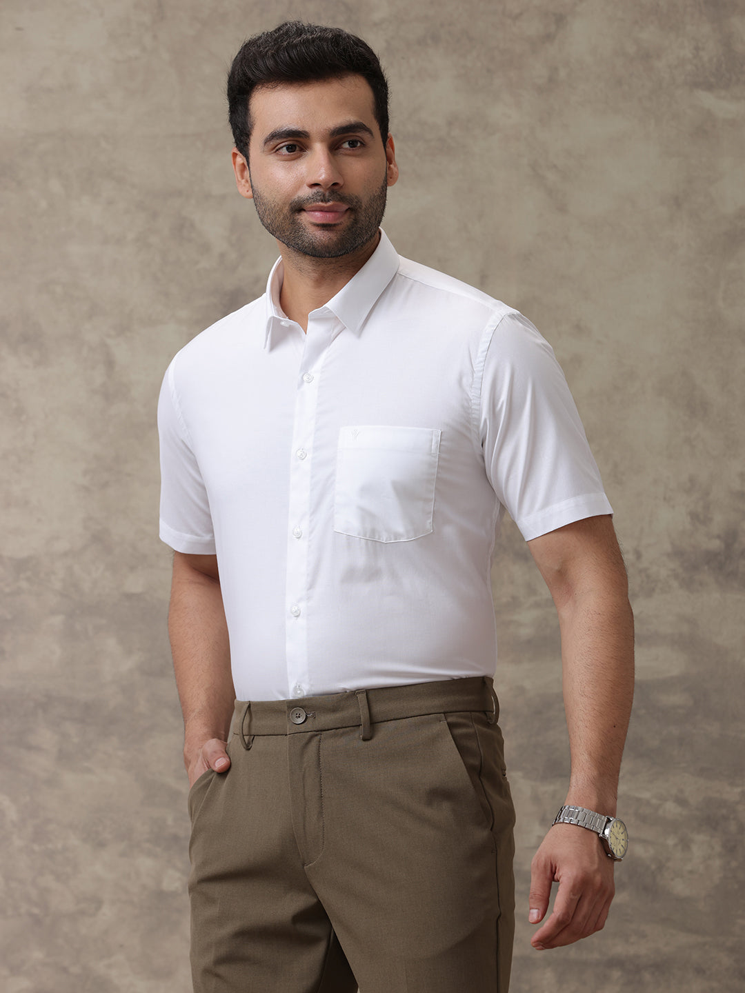 Mens Giza Cotton White Shirt_4001
