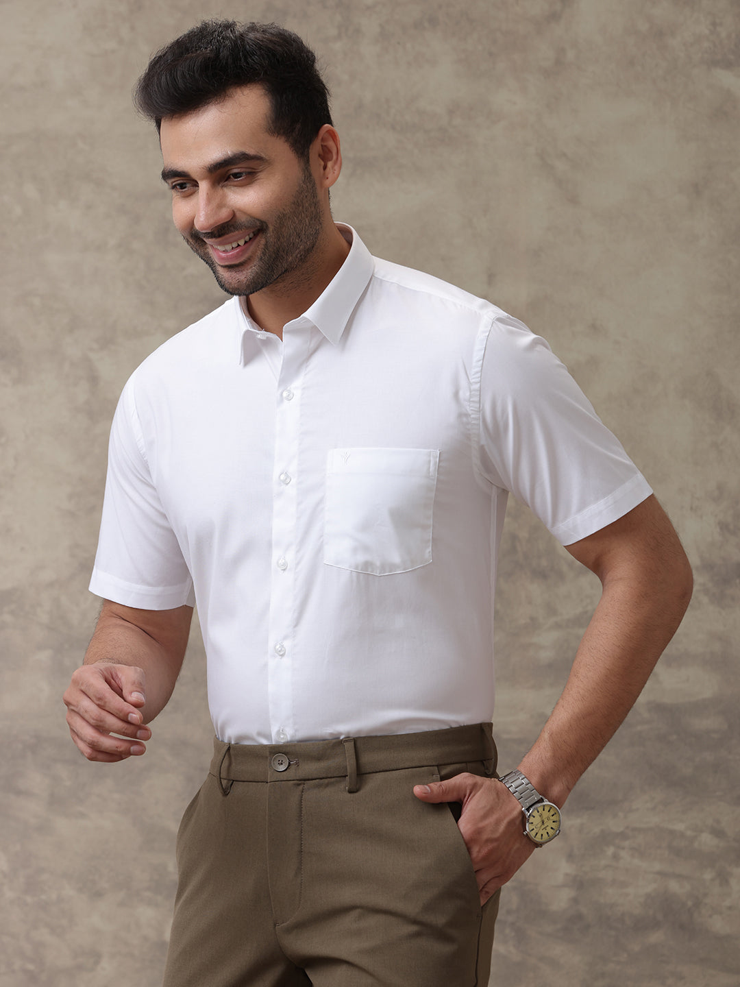 Men Giza Cotton White Shirt _5001