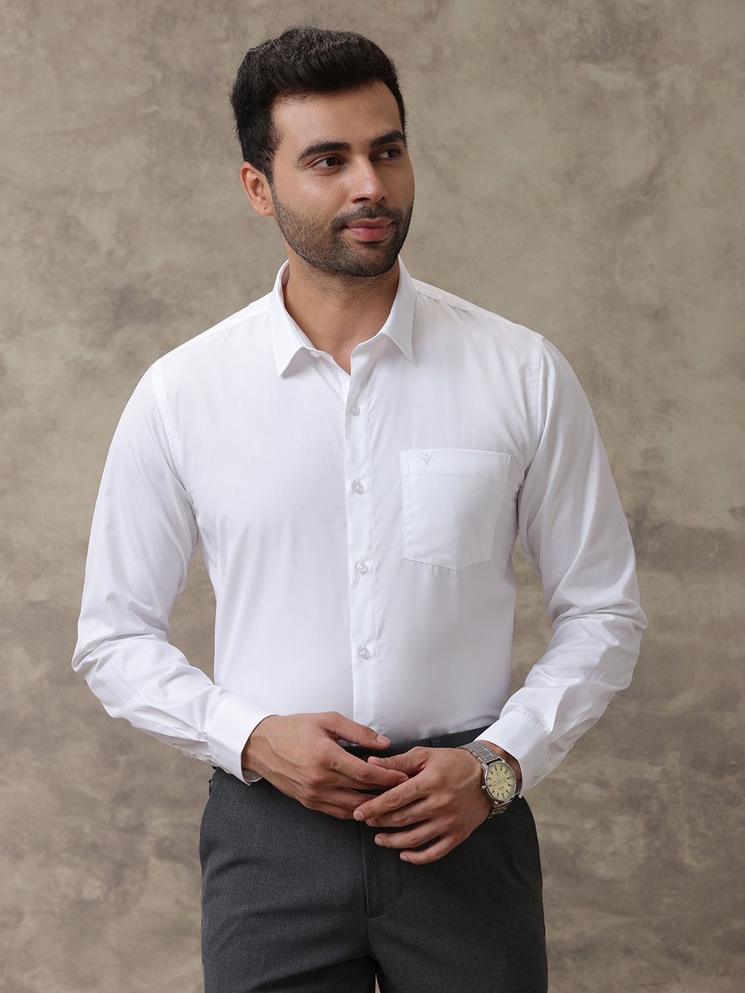 Men Premium 100% Cotton White Shirt Majestic