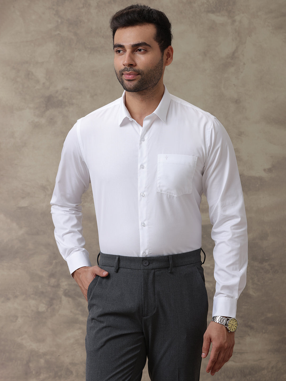 Men 100% Cotton White Shirt Royal Cotton