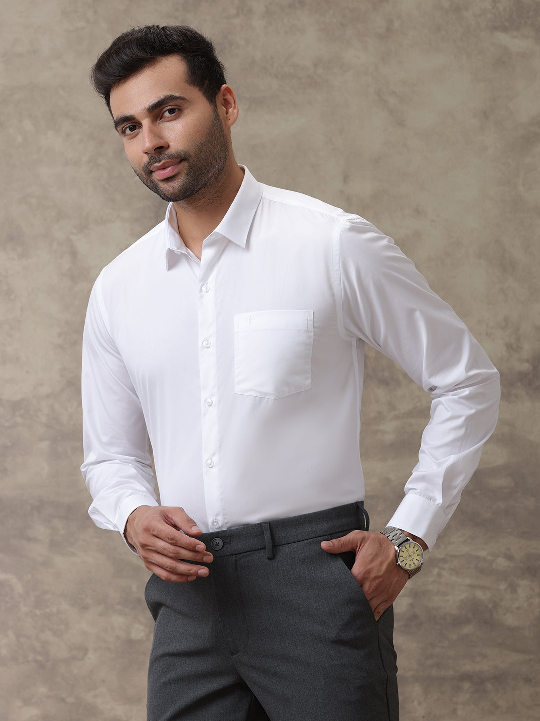 Men Premium 100% Cotton White Shirt Majestic