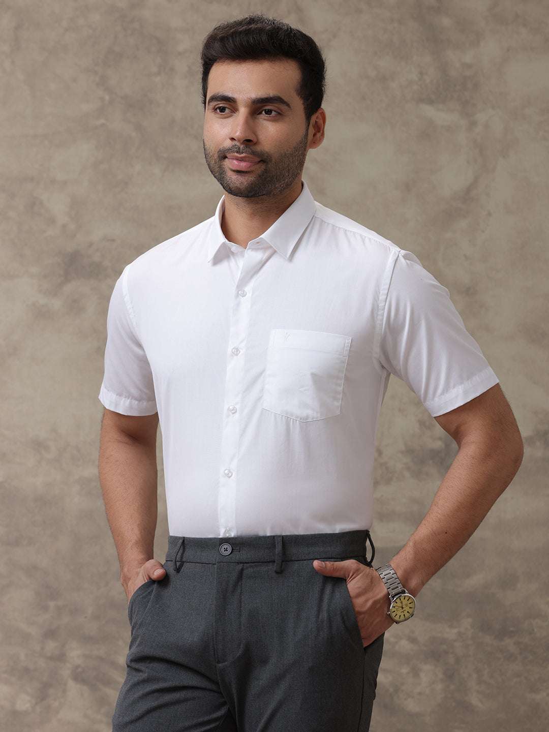 Men 100% Cotton White Shirt Royal Cotton