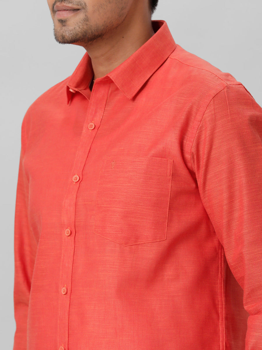Mens Cotton Formal Bright Red Full Sleeves Shirt T28 TD6-Zoomview