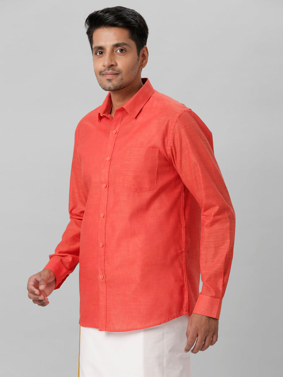 Mens Cotton Formal Bright Red Full Sleeves Shirt T28 TD6-Side view