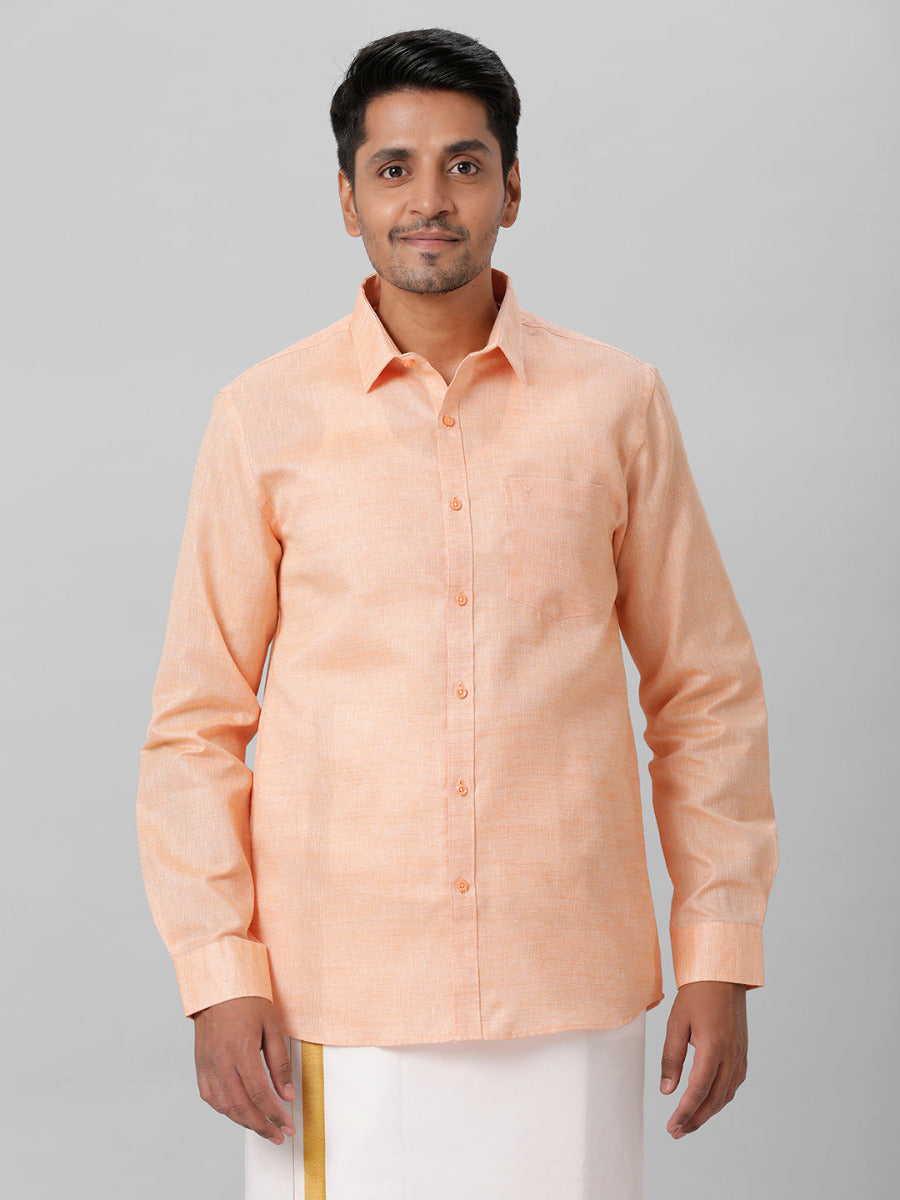 Mens Cotton Blend Formal Shirt Light Orange -T3 CV12