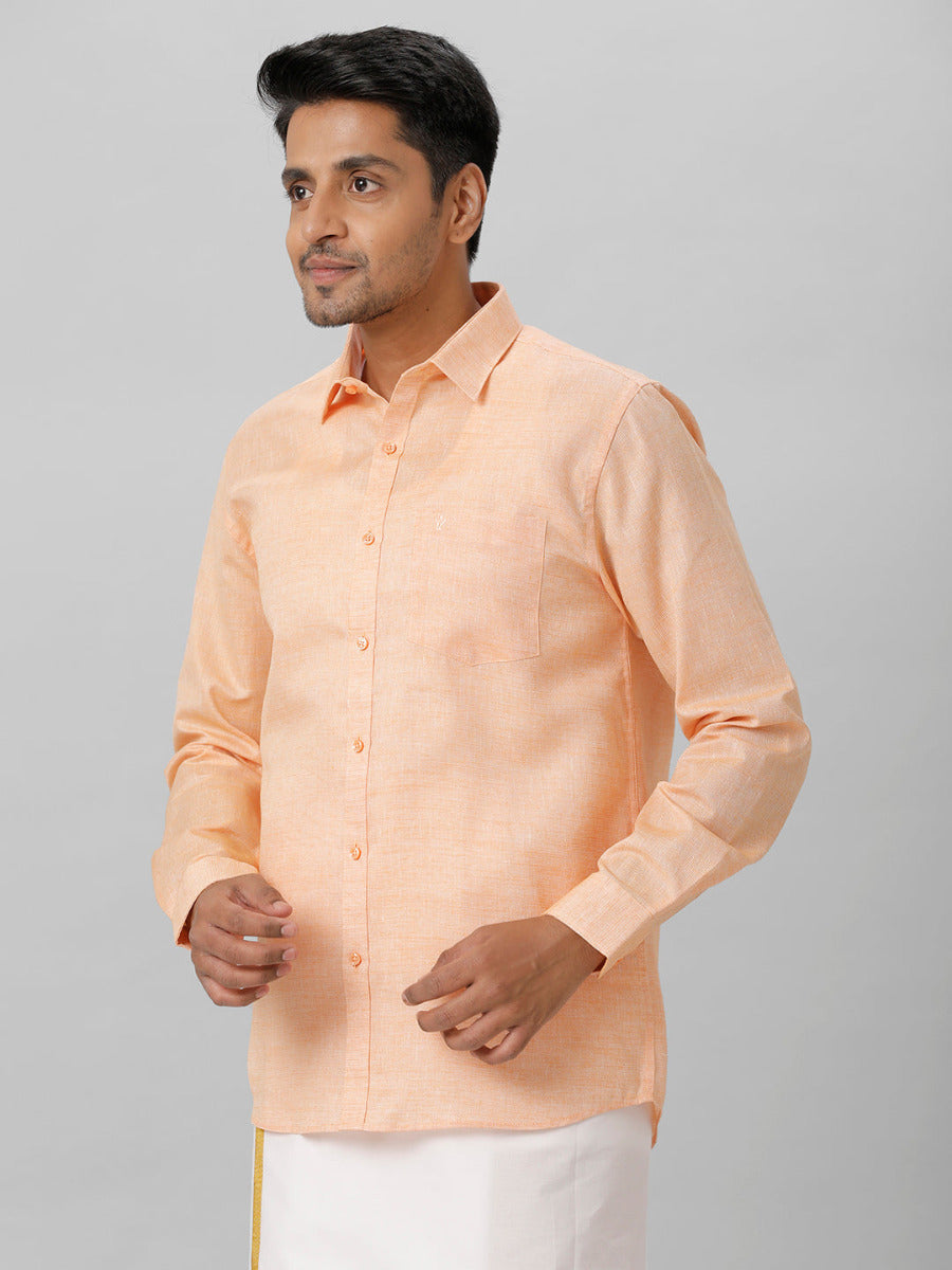 Mens Cotton Formal Shirt Full Sleeves Light Orange T3 CV12-Side view