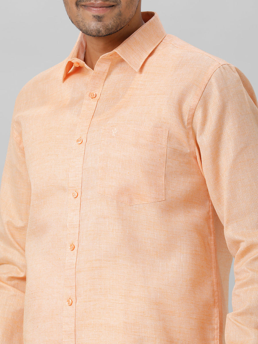 Mens Cotton Formal Shirt Full Sleeves Light Orange T3 CV12-Zoomview