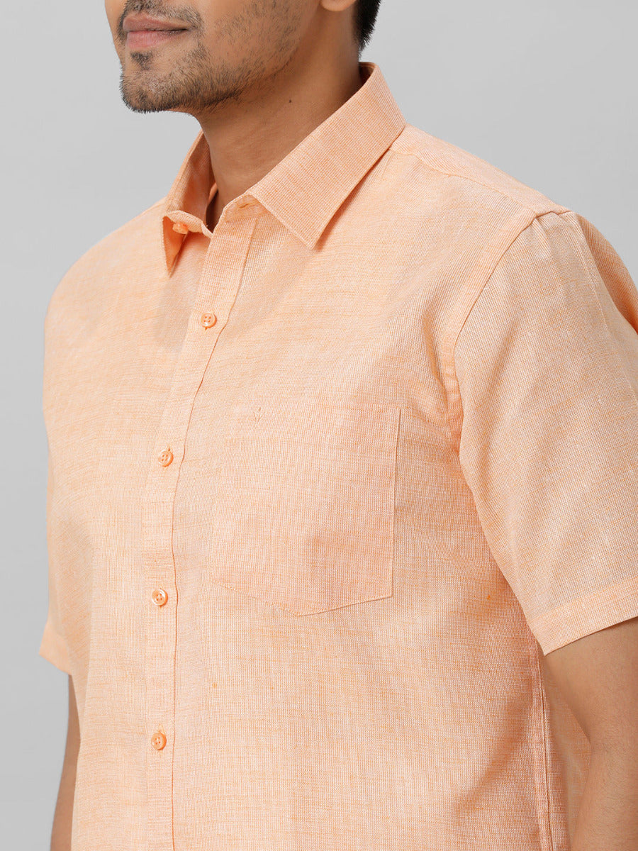 Mens Cotton Formal Shirt Half Sleeves Light Orange T3 CV12-Zoomview