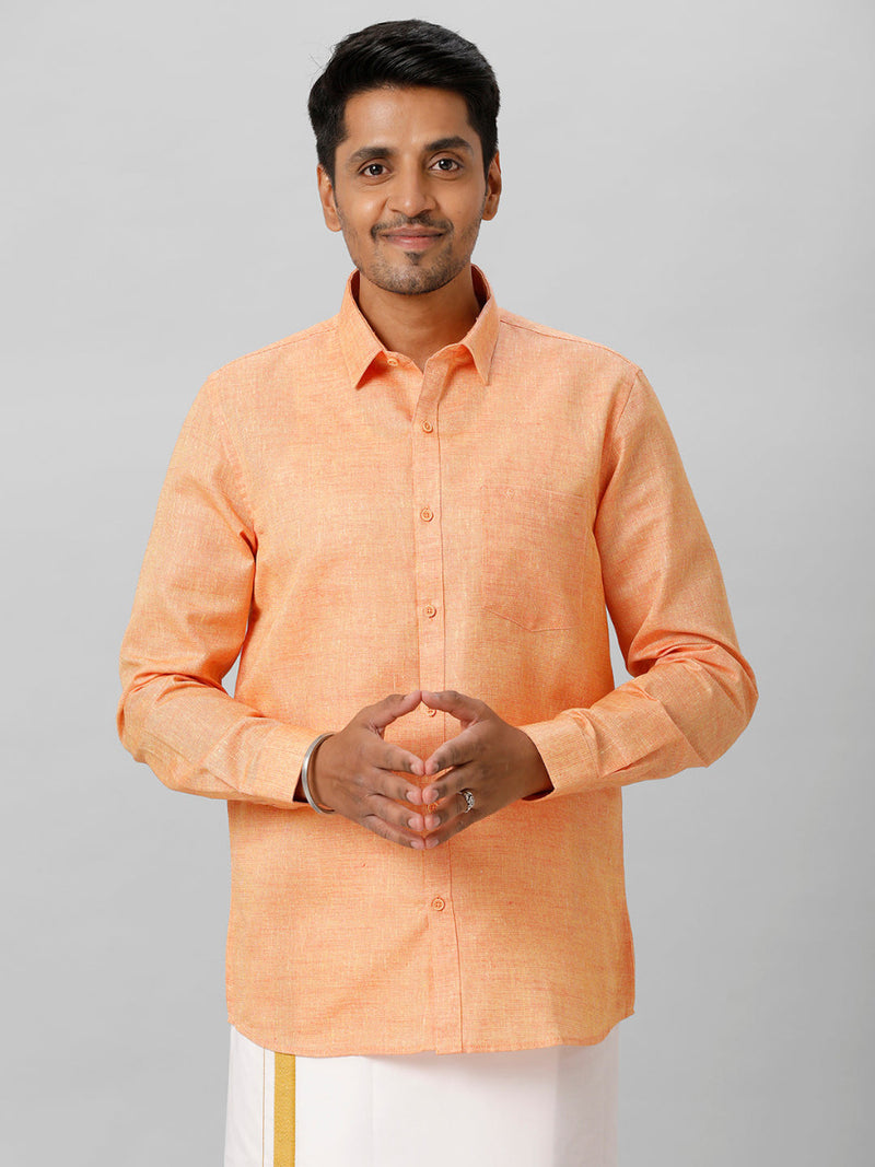 Mens Cotton Formal Shirt Full Sleeves Dark Orange T3 CV14
