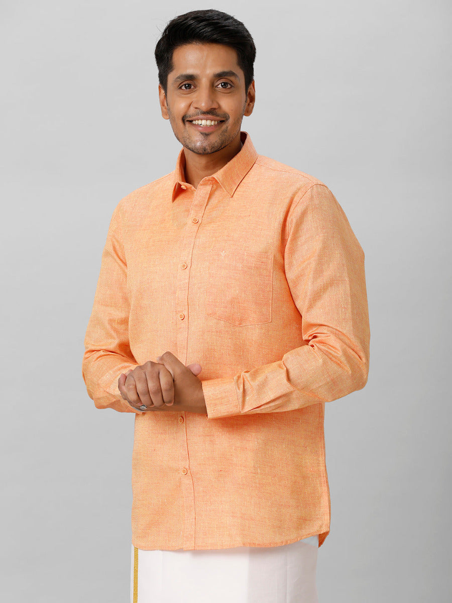 Mens Cotton Formal Shirt Full Sleeves Dark Orange T3 CV14-Front view