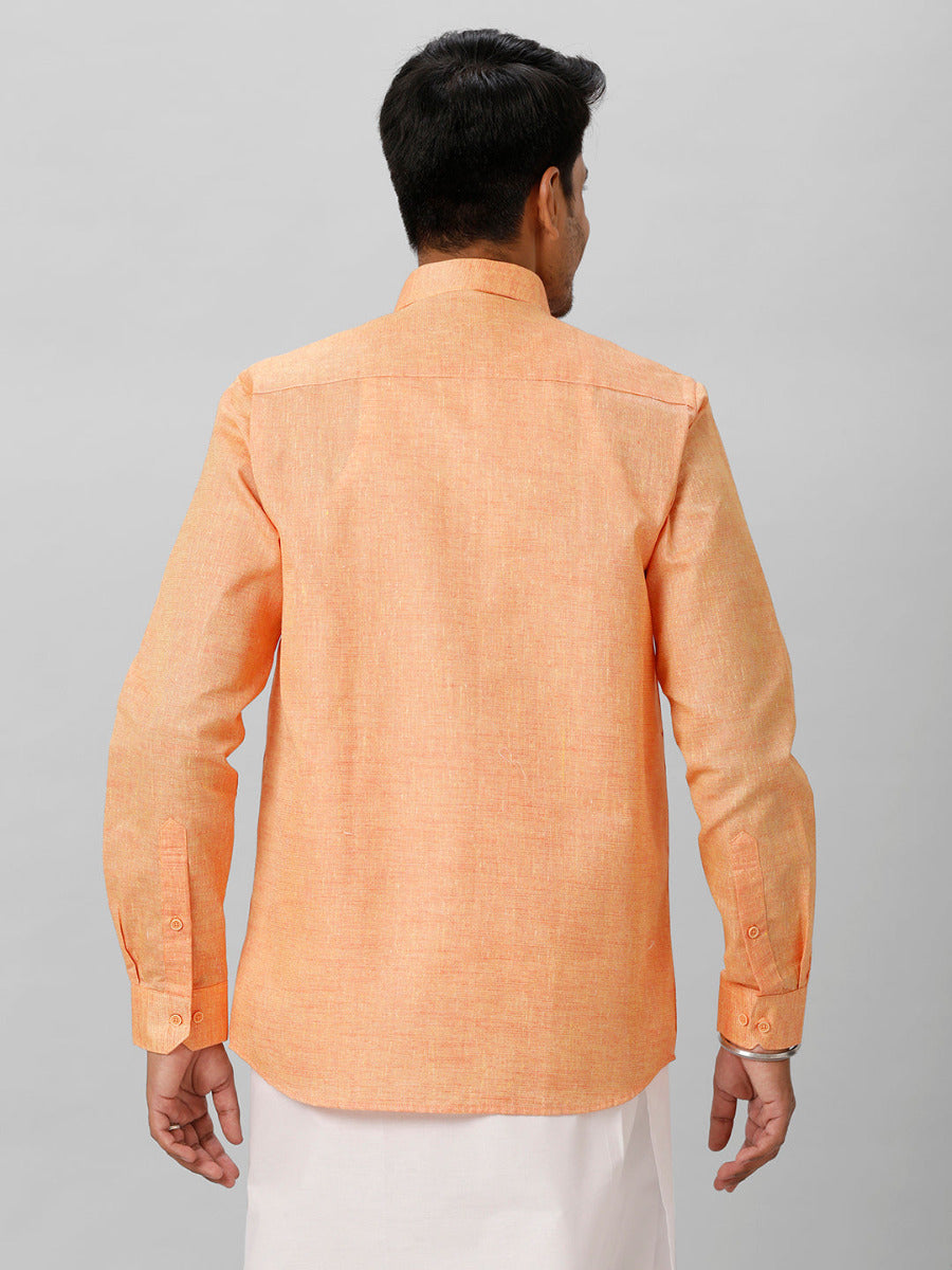 Mens Cotton Formal Shirt Full Sleeves Dark Orange T3 CV14-Back view