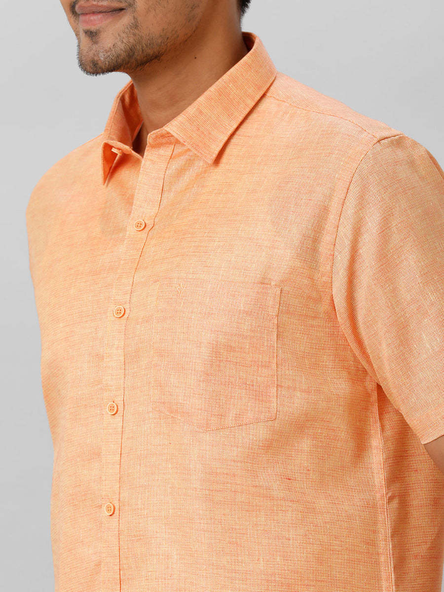 Mens Cotton Formal Shirt Half Sleeves Dark Orange T3 CV14-Zoom view