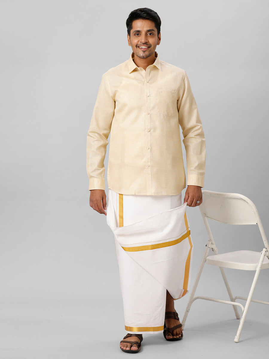 Mens Cotton Formal Shirt Full Sleeves Sandal T3 CV8-Full view