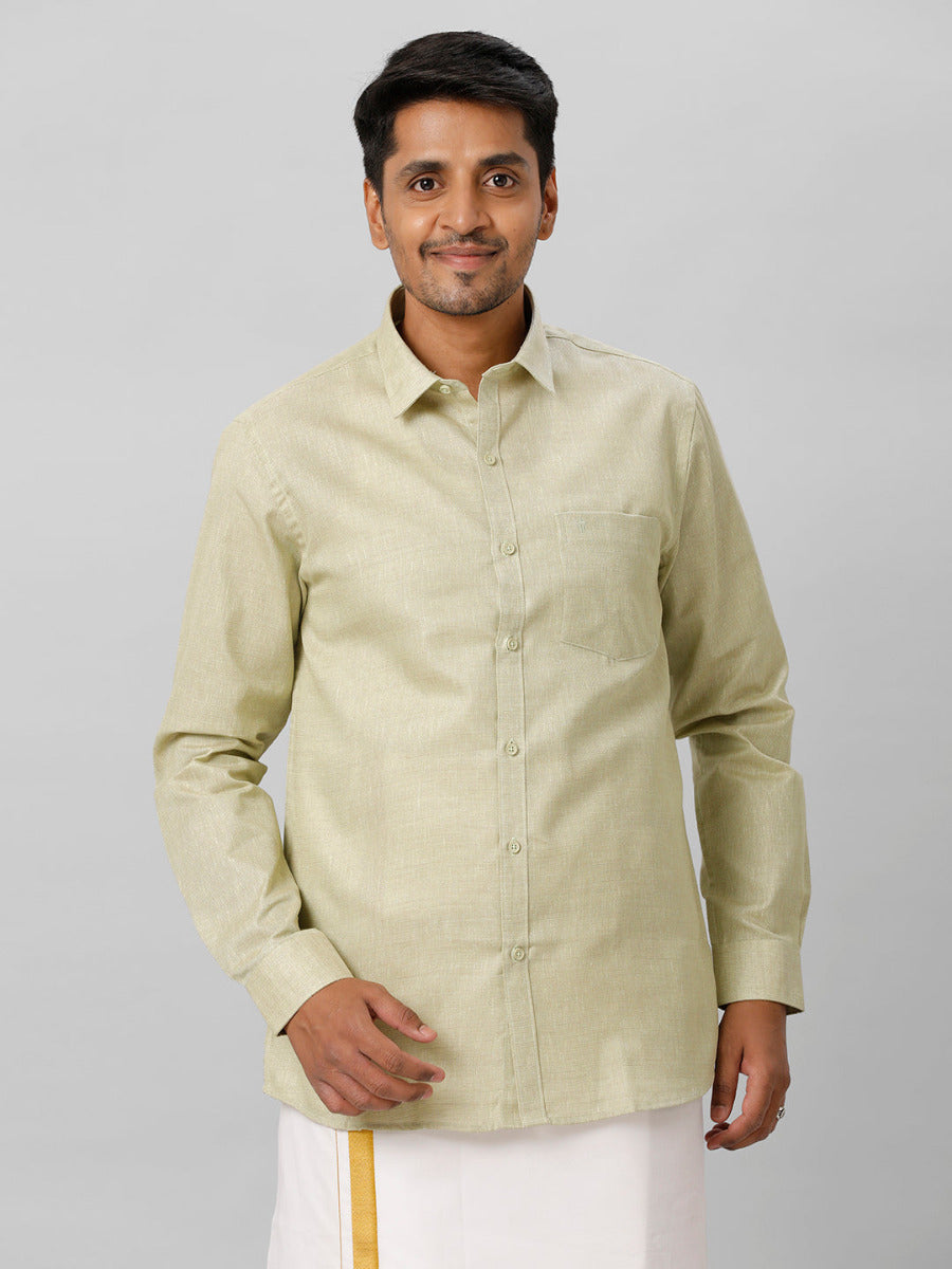 Mens Cotton Formal Shirt Full Sleeves Olive Green T3 CV16