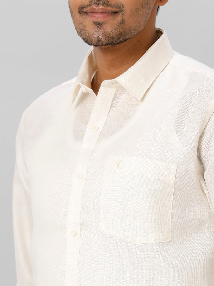 Mens Cotton Formal Shirt Full Sleeves Half White T3 CV6-Zoom view