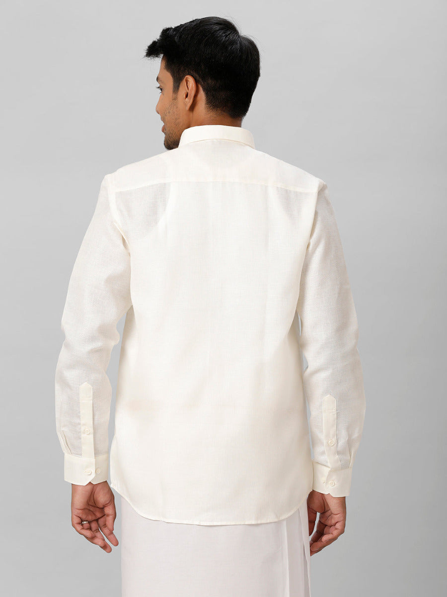 Mens Cotton Formal Shirt Full Sleeves Half White T3 CV6-Backview