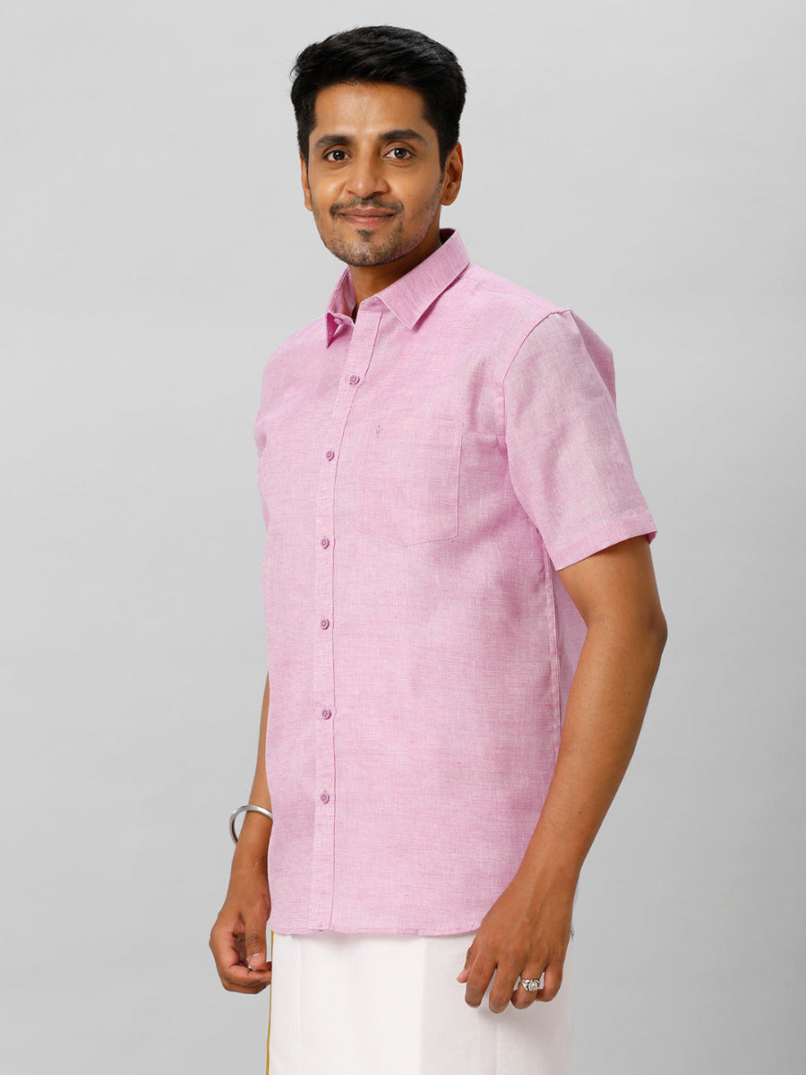 Mens Cotton Formal Shirt Half Sleeves Lavender T3 CV18-Side view