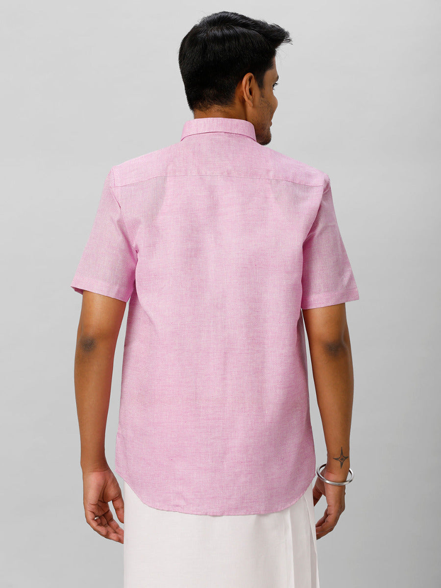 Mens Cotton Formal Shirt Half Sleeves Lavender T3 CV18-Back view